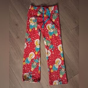 Old Navy Pink Fleece Pajama Pants With Monkey And Snowman Design (KID'S SIZE)